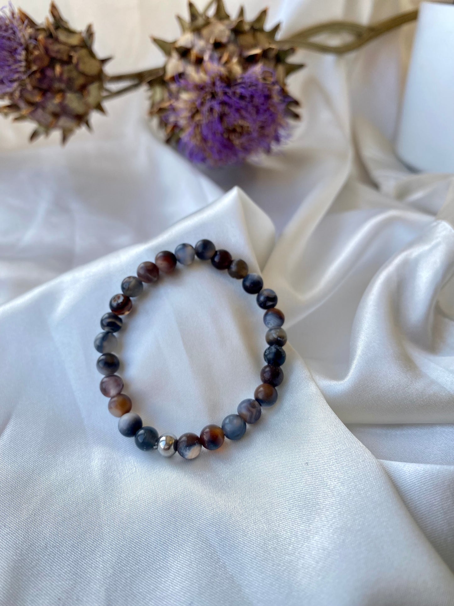 Bracelet perle semi précieuse 6mm