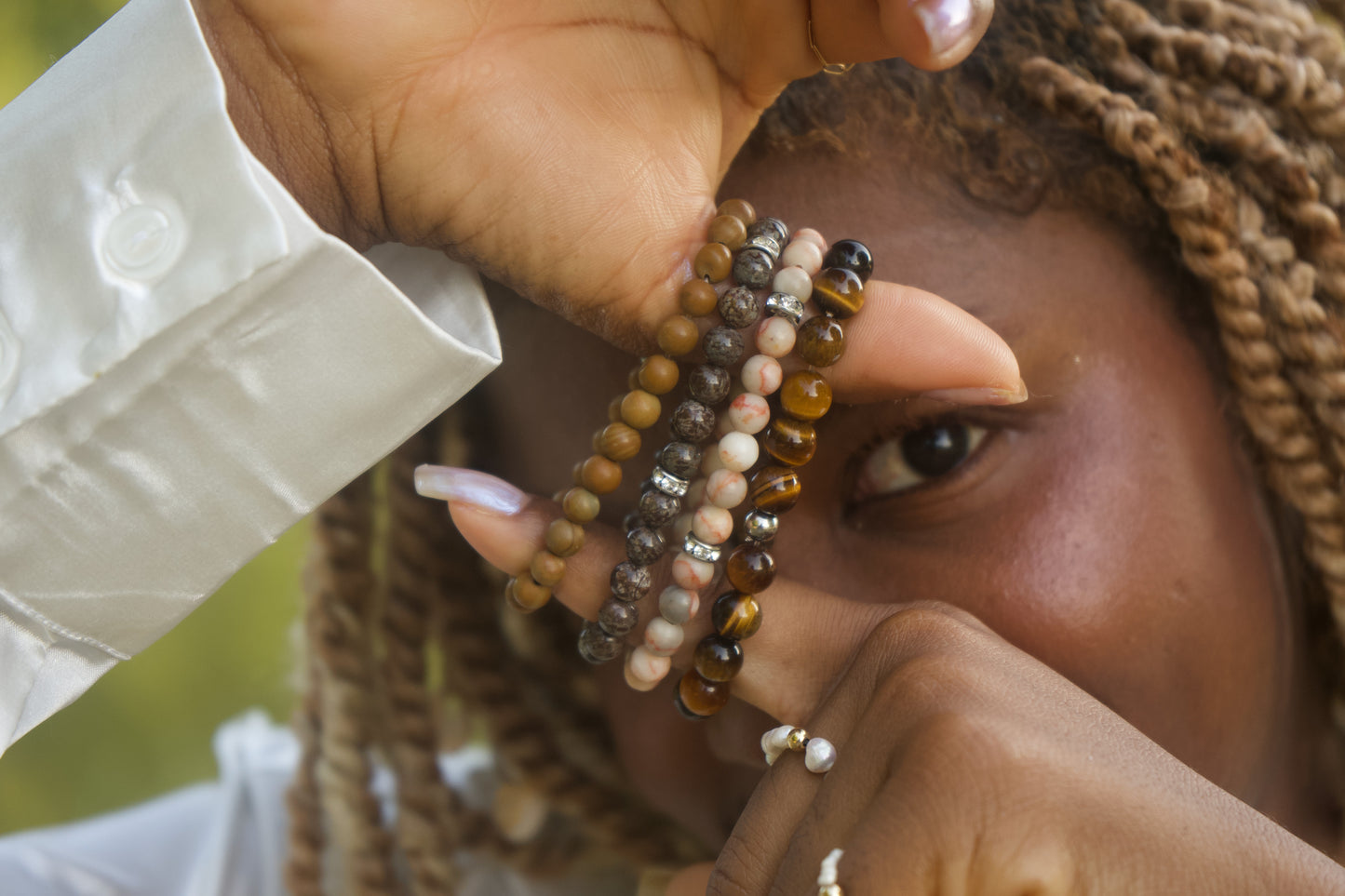 Bracelet perle semi précieuse 6mm